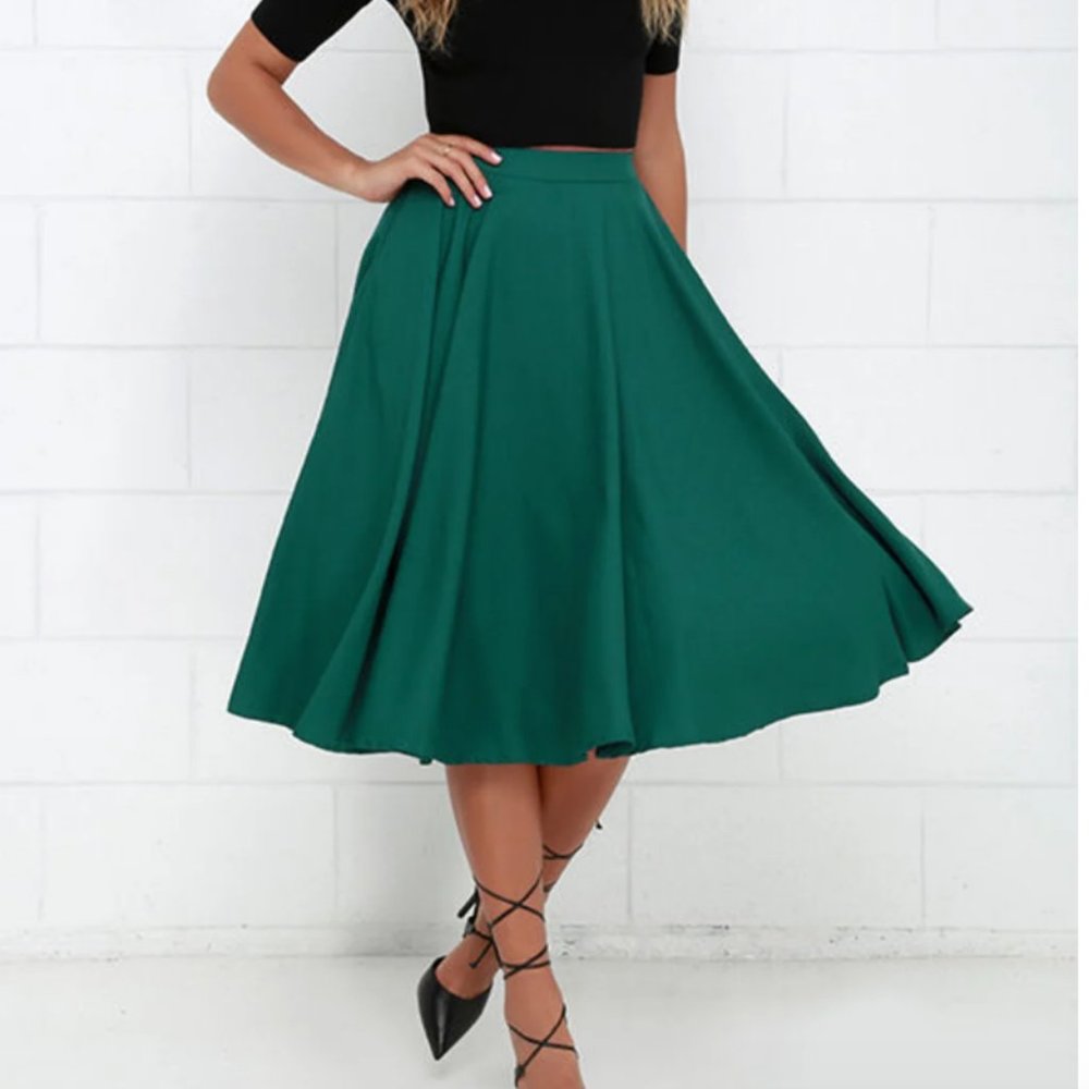 NWOT Lulus Fine swoon dark teal skirt